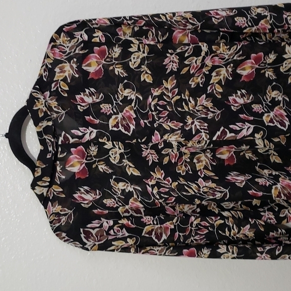 Nwot Caffe Marrakesh Floral Blouse Sheer High Low Hem, Size XL - Picture 4 of 13